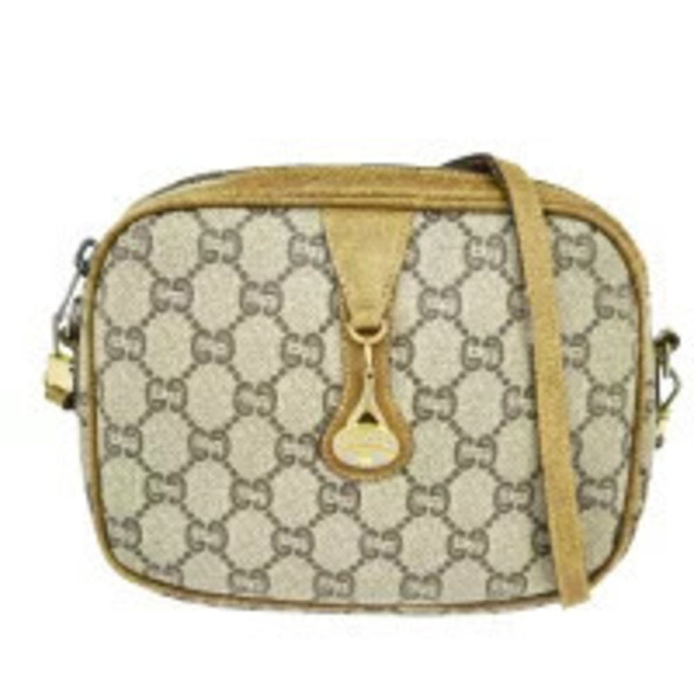 Gucci Plus Shoulder Bag Pouch Clutch GG Brown Leather